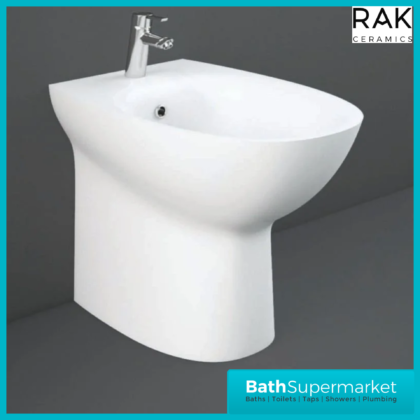 RAK Morning Alpine White Floor Standing Back To Wall Bidet 1 Tap Hole