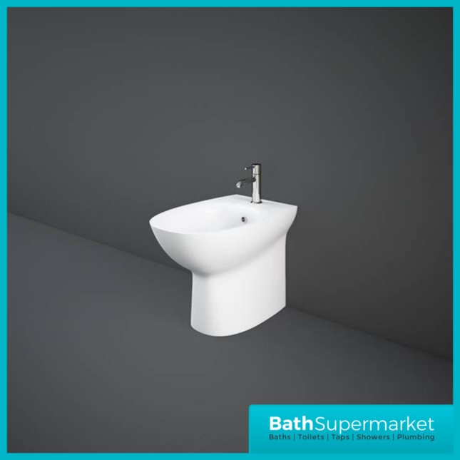 RAK Morning Alpine White Floor Standing Back To Wall Bidet 1 Tap Hole