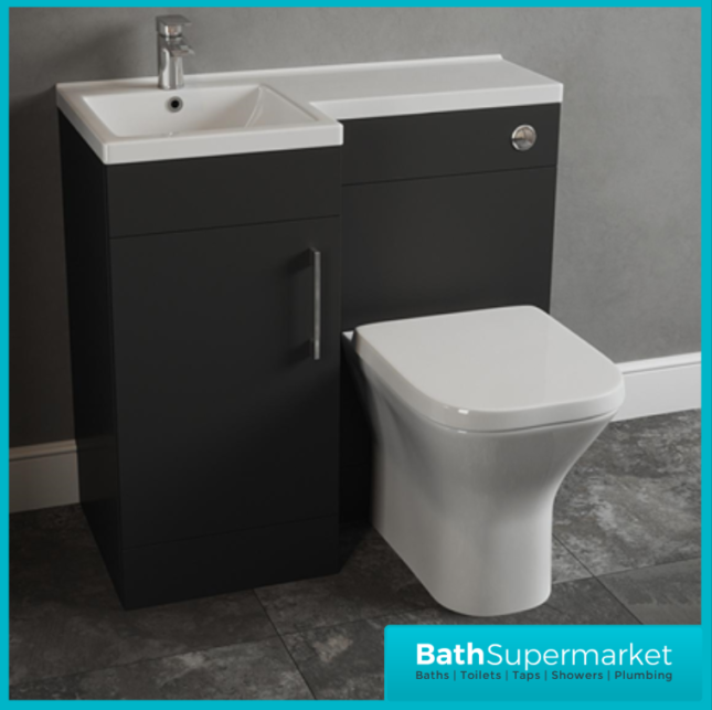 Pastille Black L Shape Vanity Basin Combination Unit-Pan & Handle Option 900mm LH/RH