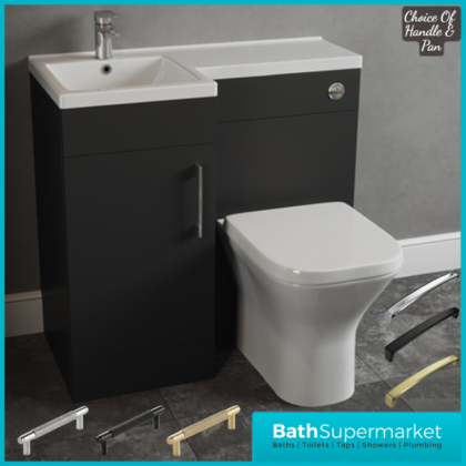 Pastille Black L Shape Vanity Basin Combination Unit-Pan & Handle Option 900mm LH/RH