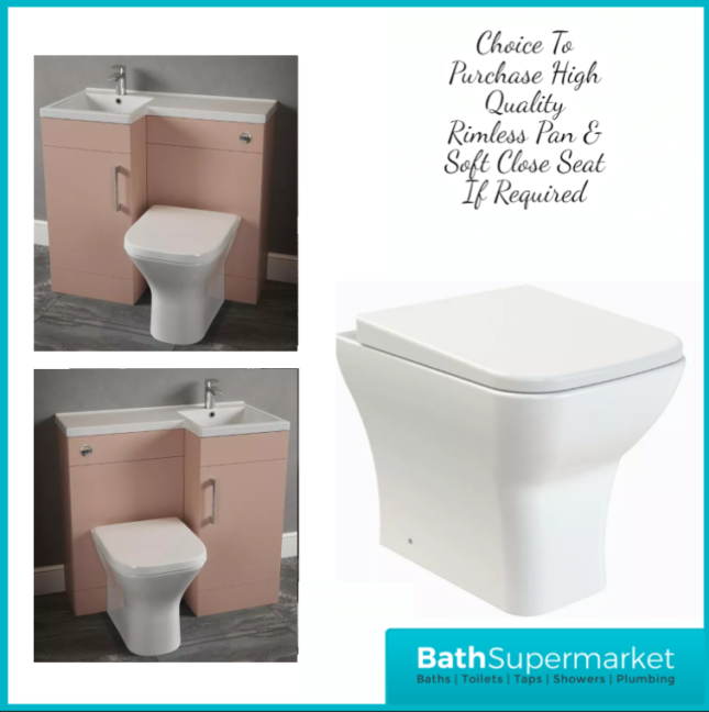 Pastille Pink L Shape Vanity Basin Combination Unit-Pan & Handle Option 900mm LH/RH