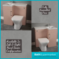 Pastille Pink L Shape Vanity Basin Combination Unit-Pan & Handle Option 900mm LH/RH