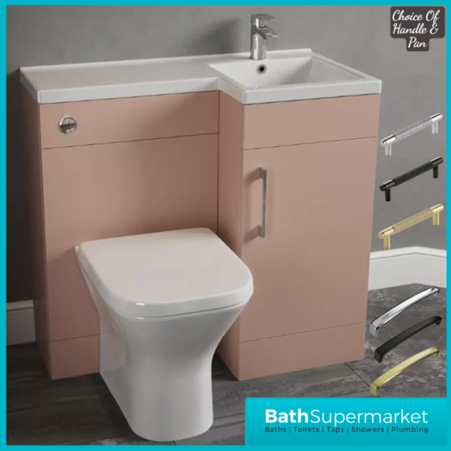 Pastille Pink L Shape Vanity Basin Combination Unit-Pan & Handle Option 900mm LH/RH