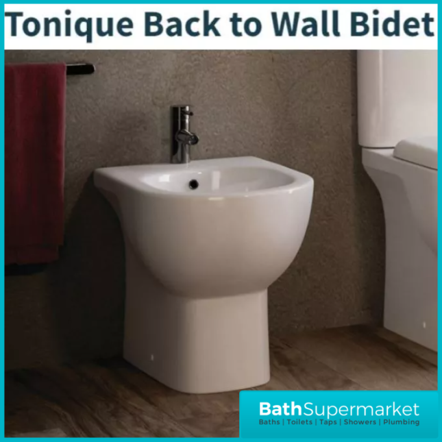 RAK Tonique Alpine White Floor Standing Back To Wall Bidet 1 Tap Hole