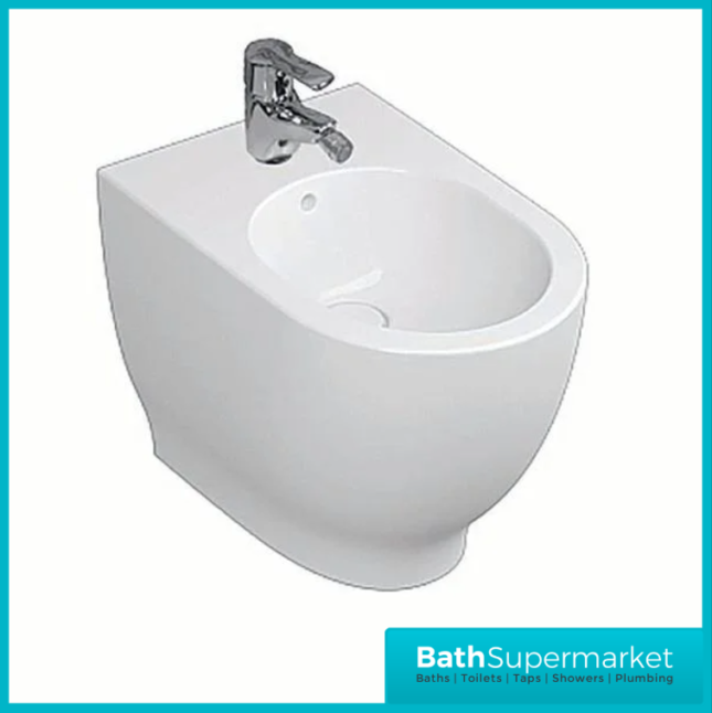 RAK Moon Alpine White Floor Standing Back To Wall Bidet 1 Tap Hole