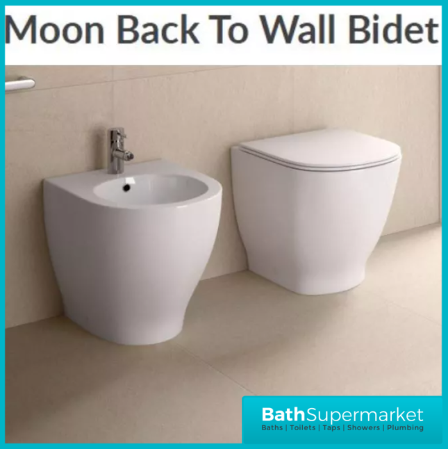 RAK Moon Alpine White Floor Standing Back To Wall Bidet 1 Tap Hole