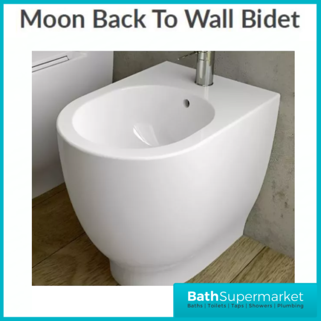 RAK Moon Alpine White Floor Standing Back To Wall Bidet 1 Tap Hole
