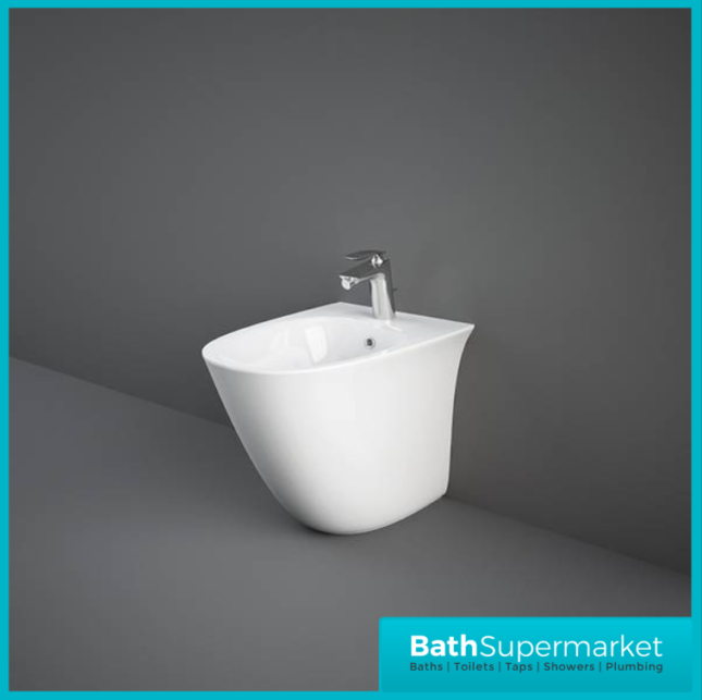 RAK Sensation Alpine White Floor Standing Back To Wall Bidet 1 Tap Hole