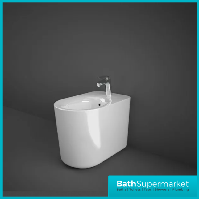 RAK Valet Alpine White Floor Standing Back To Wall Bidet 1 Tap Hole