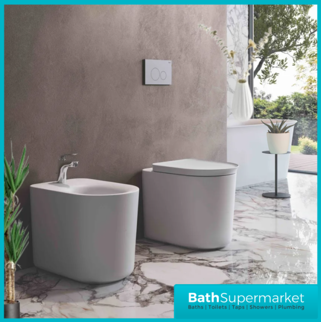 RAK Valet Alpine White Floor Standing Back To Wall Bidet 1 Tap Hole