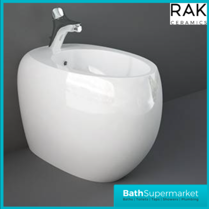 RAK Cloud Alpine White Floor Standing Back To Wall Bidet 1 Tap Hole