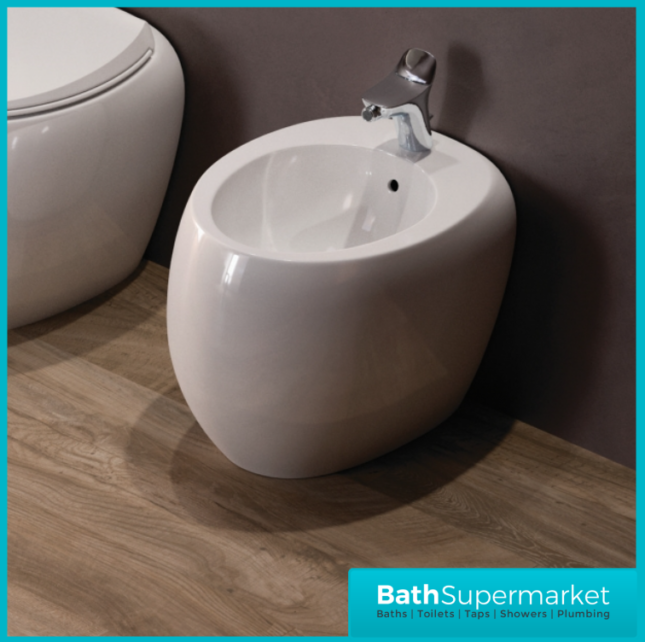 RAK Cloud Alpine White Floor Standing Back To Wall Bidet 1 Tap Hole