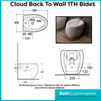 RAK Cloud Alpine White Floor Standing Back To Wall Bidet 1 Tap Hole