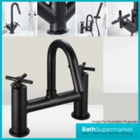 Bristan Cruzar Matt Black Twin Crosshead Handle Bath Filler Tap