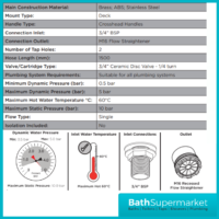 Bristan Cruzar Chrome Twin Crosshead Handle Bath Shower Handset Mixer Tap Kit