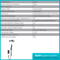 Bristan Cruzar Matt Black Twin Crosshead Handle Concealed Shower Package