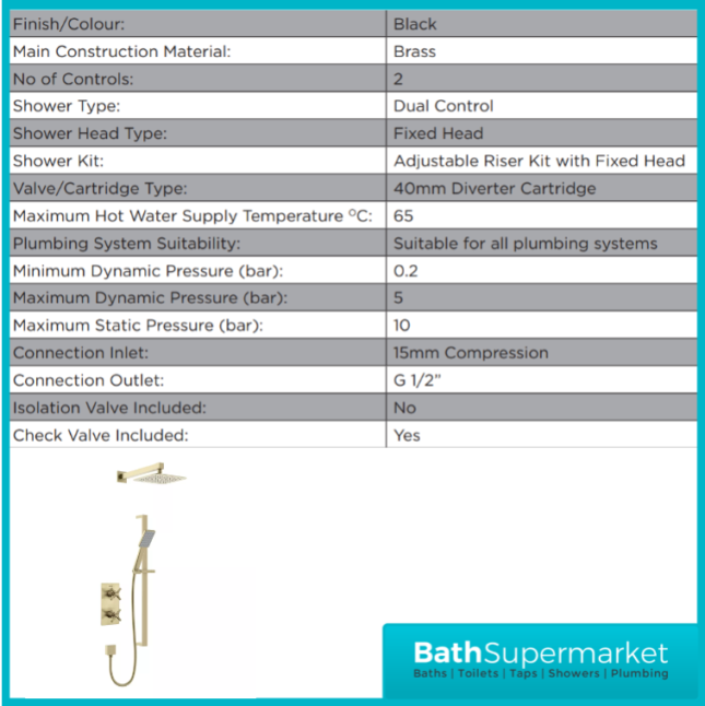 Bristan Cruzar Brushed Brass Twin Crosshead Handle Concealed Shower Package