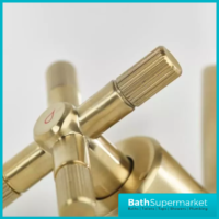 Bristan Cruzar Brushed Brass Twin Crosshead Handle Basin Mixer Tap With Clicker Waste