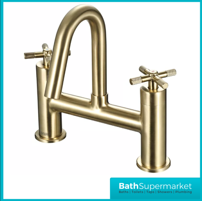Bristan Cruzar Brushed Brass Twin Crosshead Handle Bath Filler Tap