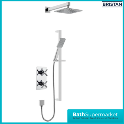 Bristan Cruzar Polished Chrome Twin Crosshead Handle Concealed Shower Package