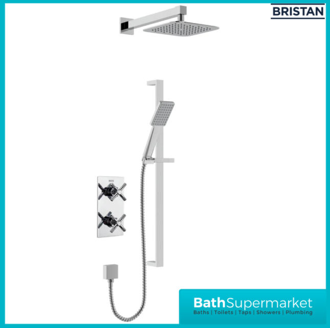 Bristan Cruzar Polished Chrome Twin Crosshead Handle Concealed Shower Package