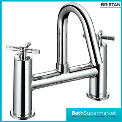 Bristan Cruzar Polished Chrome Twin Crosshead Handle Bath Filler Tap