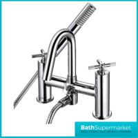 Bristan Cruzar Chrome Twin Crosshead Handle Bath Shower Handset Mixer Tap Kit