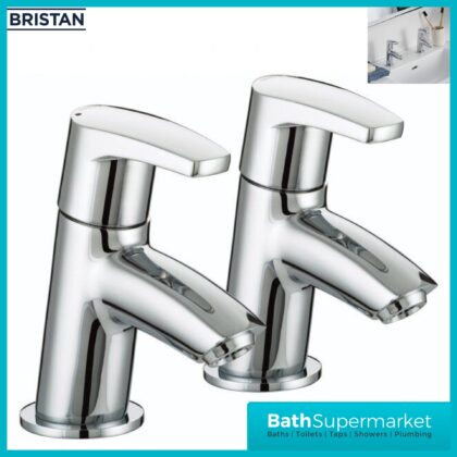 Bristan Orta Luminance Chrome Pair Deck Mounted 2 Tap Hole Hot & Cold Basin Taps
