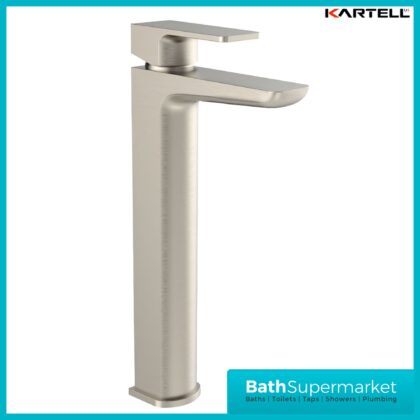Kartell K-Vit Kolt Brushed Nickel Tall High Rise Mono Basin Mixer Tap