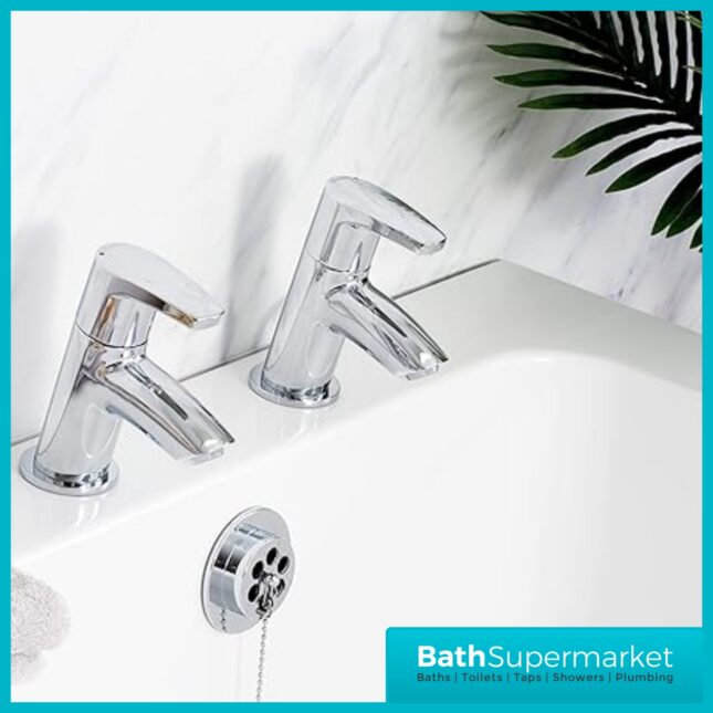 Bristan Orta Luminance Chrome Pair Deck Mounted 2 Tap Hole Hot & Cold Bath Taps