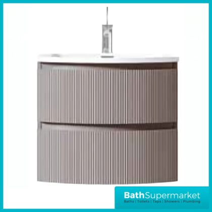 Rocanue Lux Valentina Fluted Mid Grey Wall Hung Vanity Basin Unit 600mm Wide