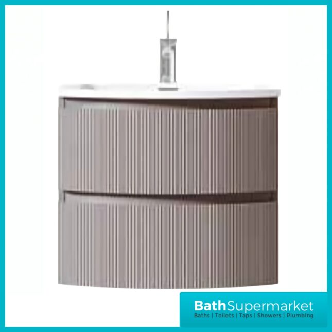 Rocanue Lux Valentina Fluted Mid Grey Wall Hung Vanity Basin Unit 600mm Wide