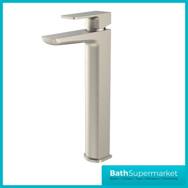 Kartell K-Vit Kolt Brushed Nickel Tall High Rise Mono Basin Mixer Tap
