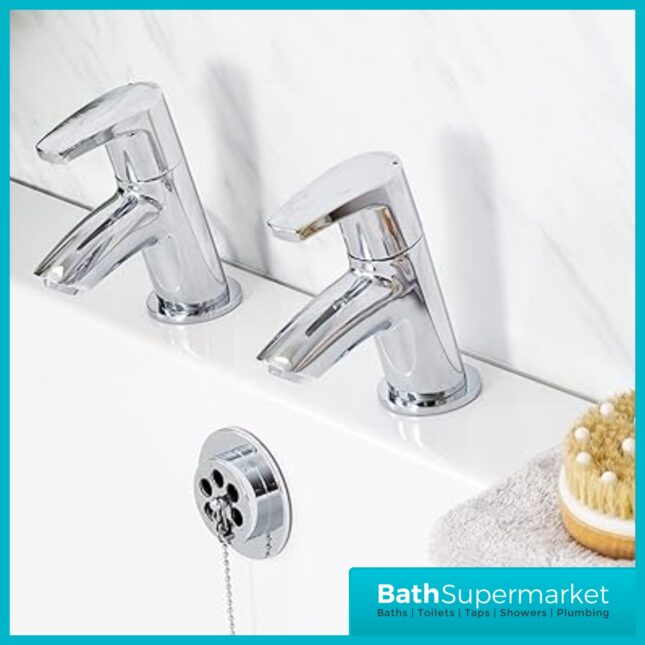 Bristan Orta Luminance Chrome Pair Deck Mounted 2 Tap Hole Hot & Cold Bath Taps