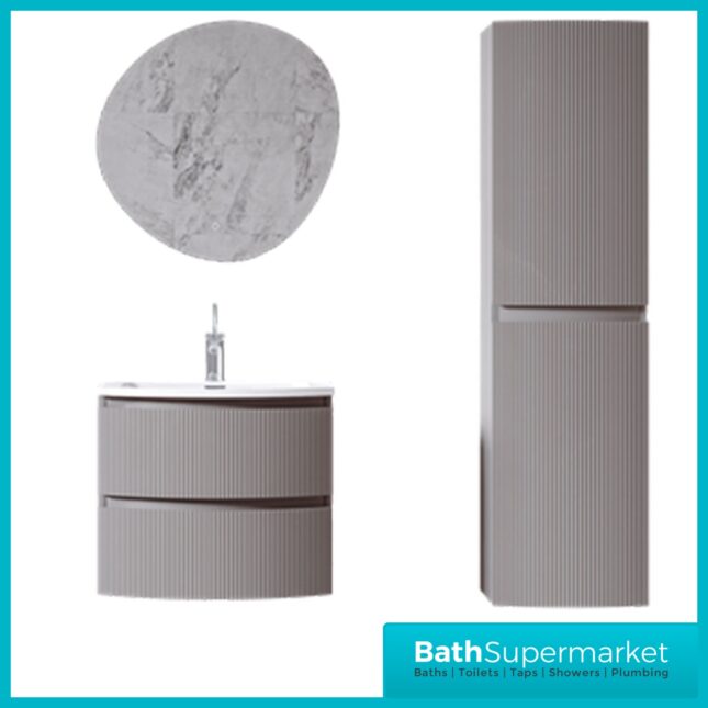 Rocanue Lux Valentina Mid Grey Wall Hung Tall Storage Unit 1500mm High