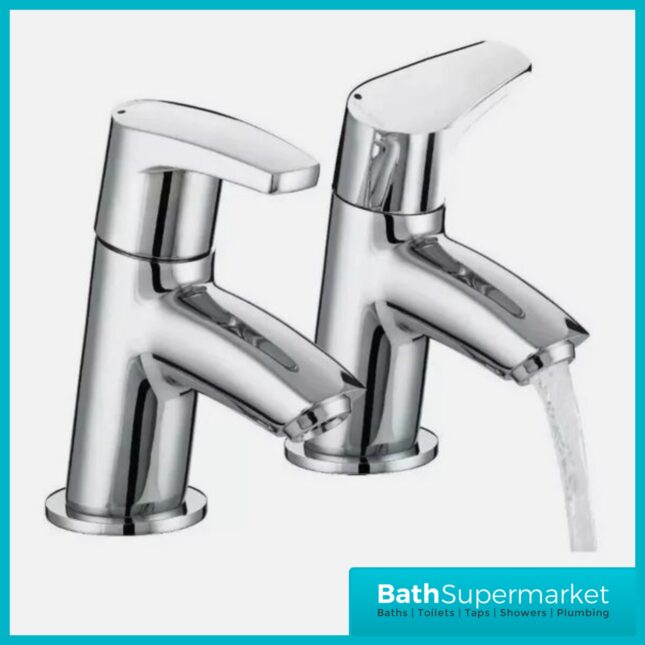 Bristan Orta Luminance Chrome Pair Deck Mounted 2 Tap Hole Hot & Cold Bath Taps