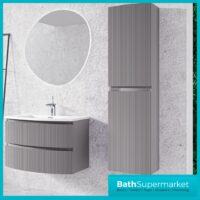 Rocanue Lux Valentina Mid Grey Wall Hung Tall Storage Unit 1500mm High