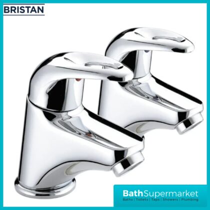 Bristan Java Luminance Chrome Pair Deck Mounted 2 Tap Hole Hot & Cold Basin Taps