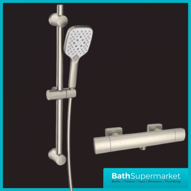 Kartell K-Vit Kolt Brushed Nickel Exposed Valve Thermostatic Shower Rail Kit