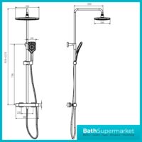Kartell K-Vit Kolt Brushed Nickel Sliding Handset Thermostatic Drench Shower