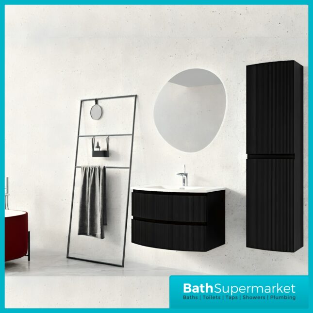 Rocanue Lux Valentina Matt Black Wall Hung Tall Storage Unit 1500mm High