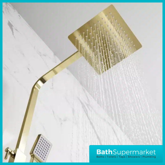 Brushed Brass Bathroom Shower Suite With Bath Set & Filler Tap - Various Sizes