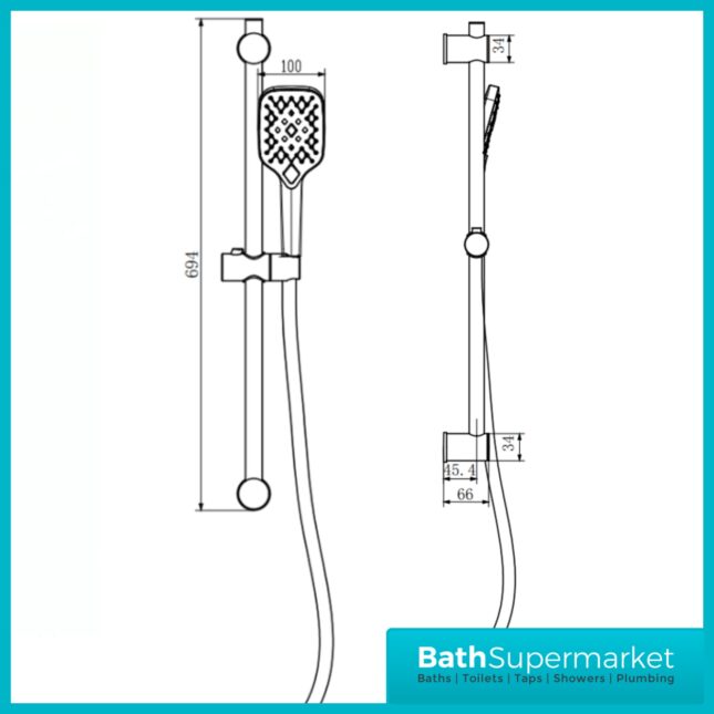 Kartell K-Vit Kolt Brushed Nickel Adjustable Shower Rail Kit