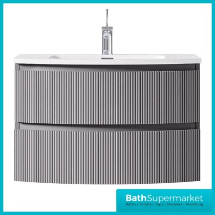 Rocanue Lux Valentina Fluted Mid Grey Wall Hung Vanity Basin Unit 800mm Wide