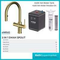 Sognare KoGE 3-In-1 Brushed Brass Swan Spout Instant Boiling Kitchen Tap Filter System Kit