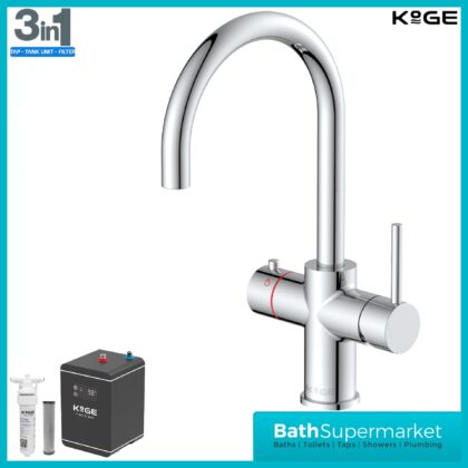 Sognare KoGE 3-In-1 Chrome Swan Spout Instant Boiling Kitchen Tap Filter System Kit