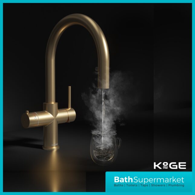 Sognare KoGE 4-In-1 Brushed Brass Pull Out Spout Boiling Water Kitchen Tap System Filter Kit