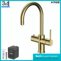 Sognare KoGE 3-In-1 Brushed Brass Swan Spout Instant Boiling Kitchen Tap Filter System Kit