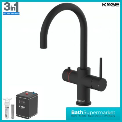 Sognare KoGE 3-In-1 Matte Black Swan Instant Boiling Kitchen Tap Filter System Kit