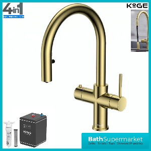 Sognare KoGE 4-In-1 Brushed Brass Pull Out Spout Boiling Water Kitchen Tap System Filter Kit